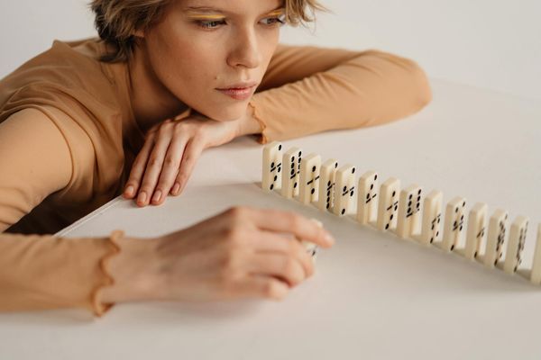 Close-up of hands in a mindful, focused position.